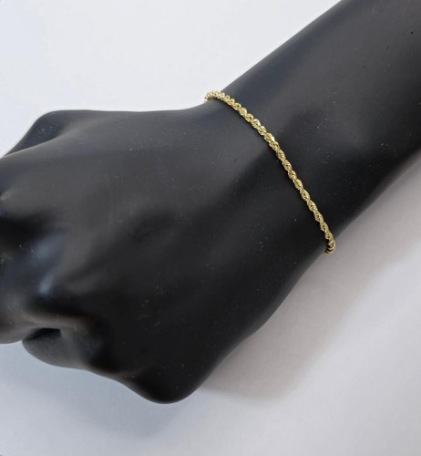 14k Real solid Yellow Gold Rope Chain Bracelet - Picture 2 of 4