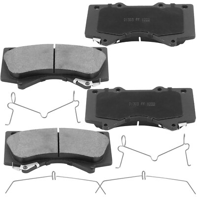 4X Front Ceramic Brake Pads w/Hardware for Toyota Land Cruiser Sequoia Tundra