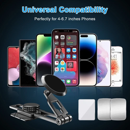 Support Téléphone Magnétique Rotation 360° Support Voiture Pliable Tableau de Bord Universel - Photo 10 sur 11