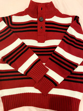 MINT CONDITION  DESIGNER 4-5 YEAR BOY RED/WHITE PATTERNED COTTON SWEATER 
