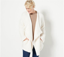 Jockey Open Front Sherpa Cardigan-Ivory-S/M-NEW-A454008