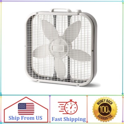 Lasko 20'' Classic Box Fan with Weather-Resistant Motor, 3 Speeds, 22.5'' H, White