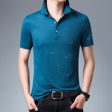 ZONBAILON Men's Summer Print Business Lightweight Short Sleeve Polo Shirt