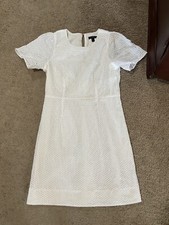 J.Crew White Eyelet Cotton Flutter Short Sleeve A-line Dress Size 8 Ivory Lining