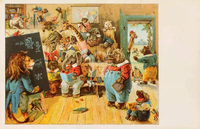 G H Thompson  Vintage Dressed Hippo & Animals Vintage Postcard COPY