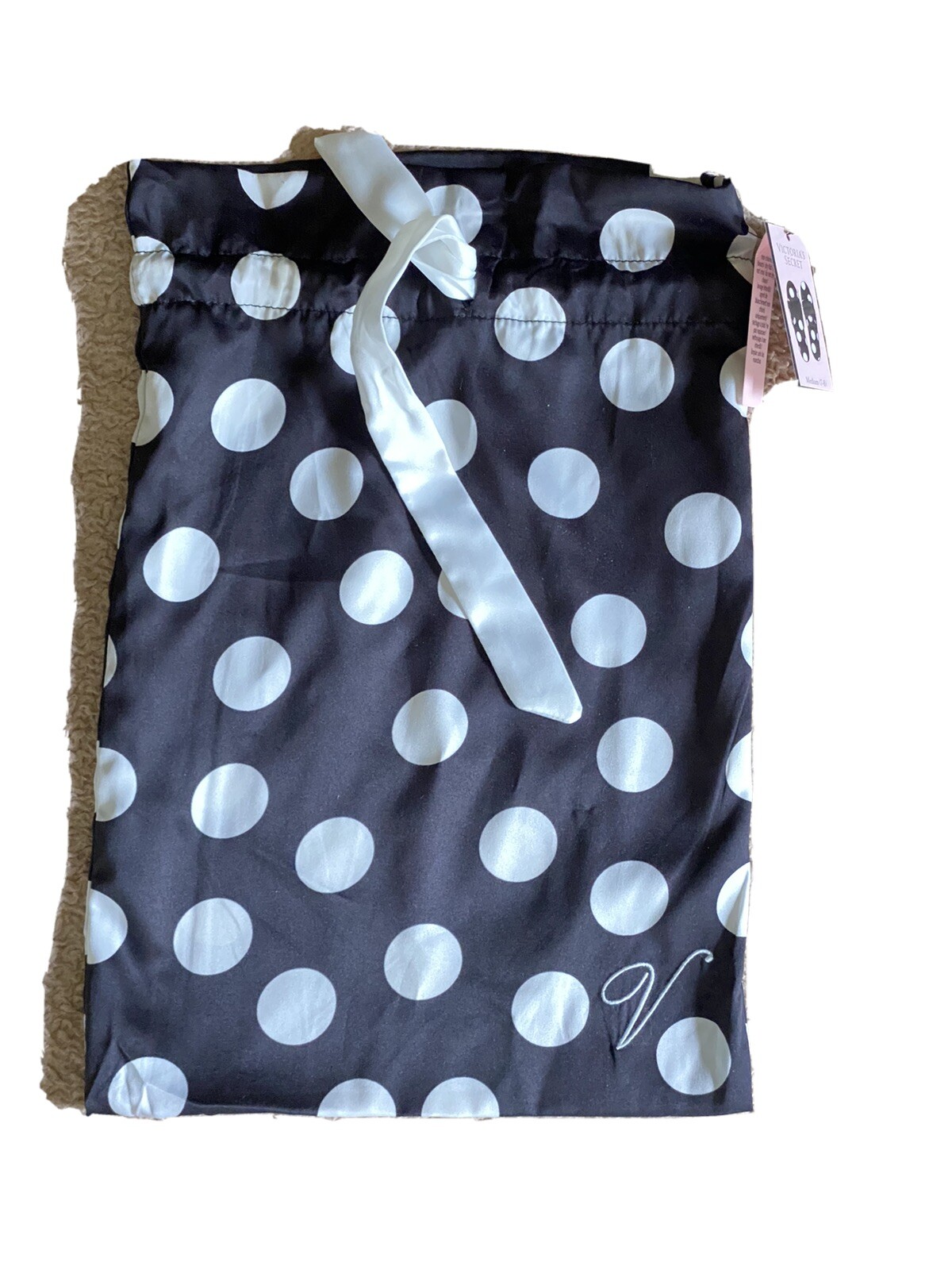 SAOLA Borsa pantofole Victoria Secret casa a pois nuova con etichetta SOLO taglia 7 8