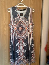 R & B Collection V-neck Shift Dress Gray & Orange Plus-size 2X Knee  Length