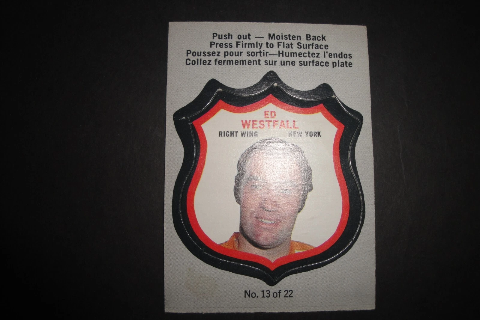 1972-73  OPC O-PEE-CHEE ED WESTFALL  PLAYER CREST #13  OLD VINTAGE