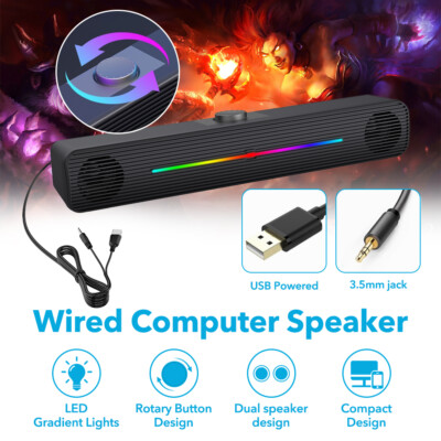 USB PC LED Lautsprecher Stereo Bass Speaker Multimedia Boxen für Computer Laptop