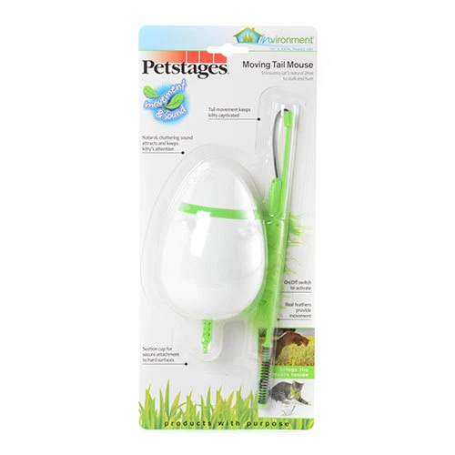Moving Tail Mouse Cat Toy w Natural Sounds Feathers Attracts Kitty Cat Kittens