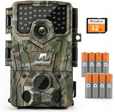 usogood Wildlife Trail Camera,4K 48MP Game Camera with 8 Batteries&32GB Card