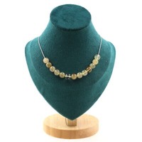 Steine Und Mineralien. Halskette 15 Perlen Rutilquarz 8 Mm Kette Aus Edelstahl