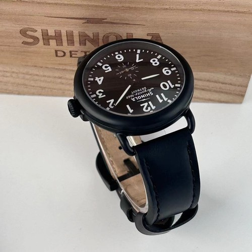 Shinola The Runwell 41mm ARGONITE 1069 Black Dial & Black Strap Quartz Men Watch - Picture 3 of 14