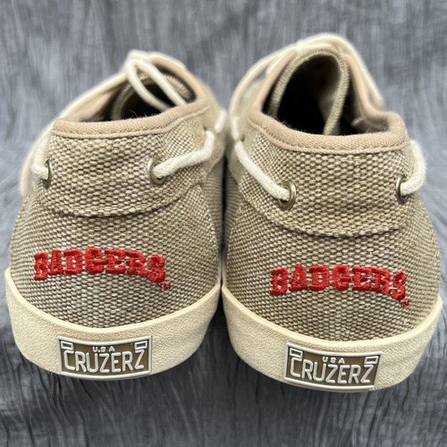 Cruzerz Wisconsin Badgers men's casual slip on dock sider boat shoes US Size 12 - Picture 7 of 9