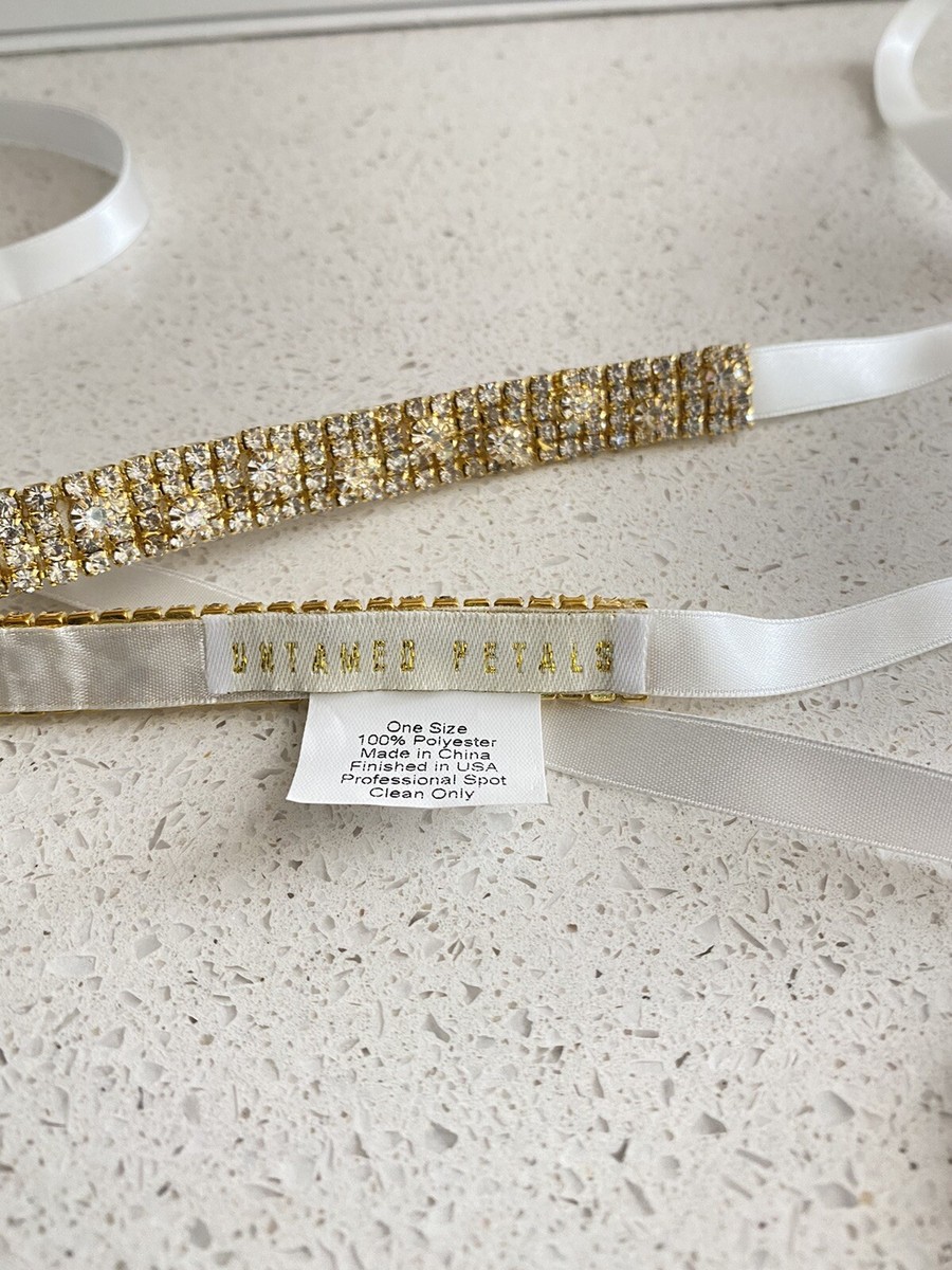 NEW Untamed Petals Pave Crystals gold bridal belt sash | eBay display picture 3