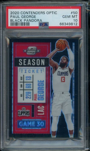 2020 Contenders Optic Paul George #50 Black Pandora SP Case Hit PSA 10 Pop 1