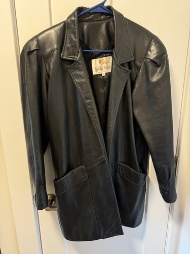 Veste En Cuir Femme Style Biker – Taille 42 (US 4-6) – Noir – Occasion Très Bon état