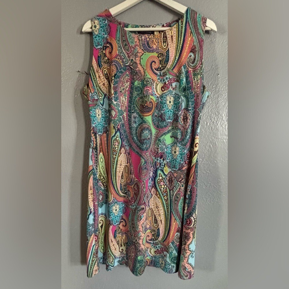 Tommy Hilfiger Paisley Print Sleeveless Shift Dress Summer Pullover  