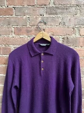 Vintage Calvin Klein Women’s Polo Sweater, Sz Medium, Purple Lambswool/Angora