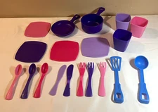Little Tikes Pretend Play Food Dishes - 19 Pieces - Pink, Purple, Blue