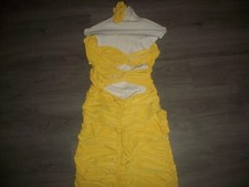 womens yellow strappy back sexy dress.pleated.halter.size junior large