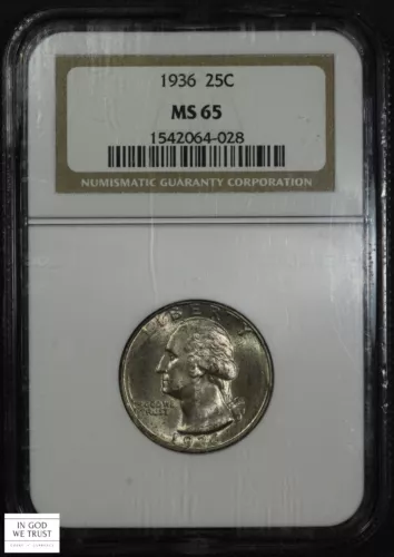 1936 George Washington Silver Quarter 25C NGC MS 65