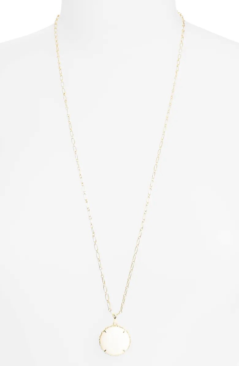 New  KENDRA SCOTT Black Blue Purple Wht Natalie Gemstone Long Pendant Necklace