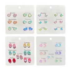 6/7pairs Colorful Stone Earrings Women Girl Daily Butterfly Fashion Earring A1R8