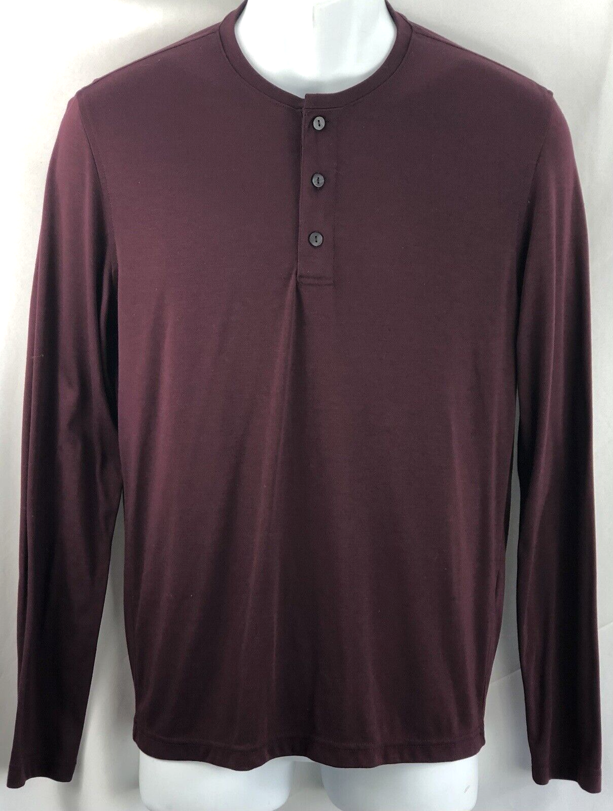 Alfani jersey shirt S Burgundy Long sleeve 3 button Henley Classic rayon blend