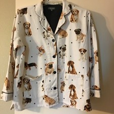 P. J. Salvage Women's MEDIUM Pajama Top w Dog Breeds