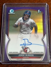 2023 Bowman Chrome Purple Refractor Auto Jorge Burgos Cleveland Guardians /250