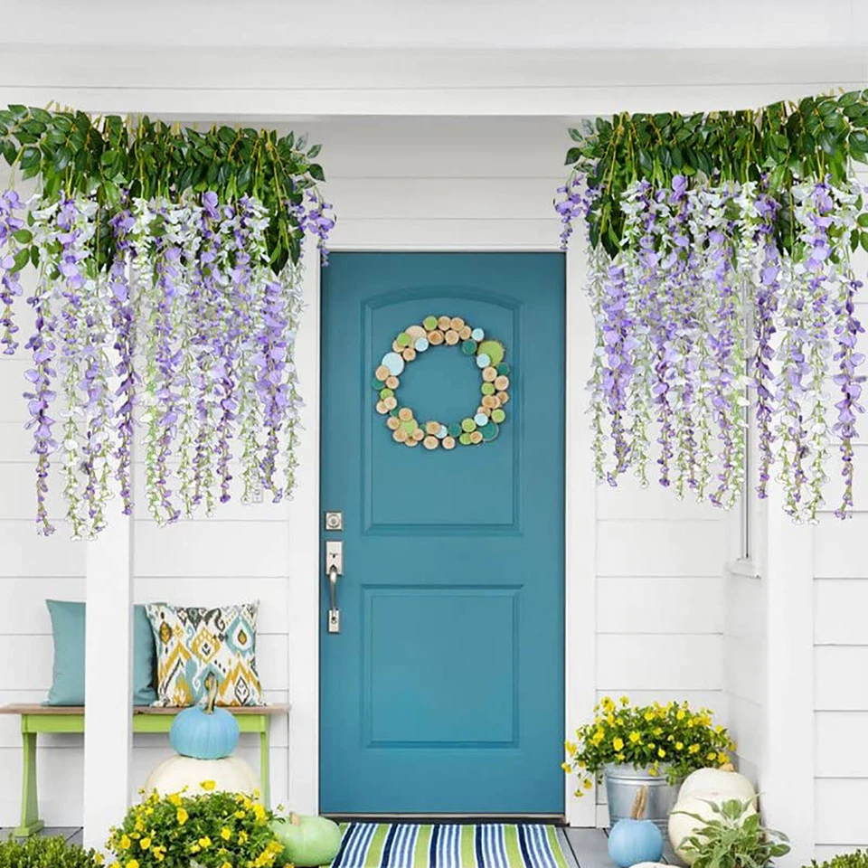 12x Artificial Silk Fake Flower Garland Vine Wisteria Leaf Hanging Wedding Decor - image 4 of 4