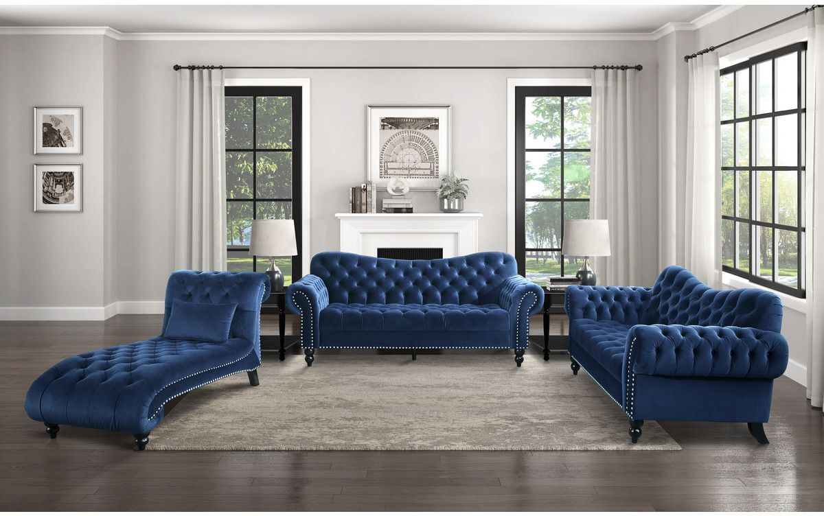 Italian Elegance Chesterfield Navy Blue Green Sofa Plush