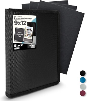 ''9x12 Art Portfolio Binder, Black Mounting Paper, Portfolio Binder for Artwork ''