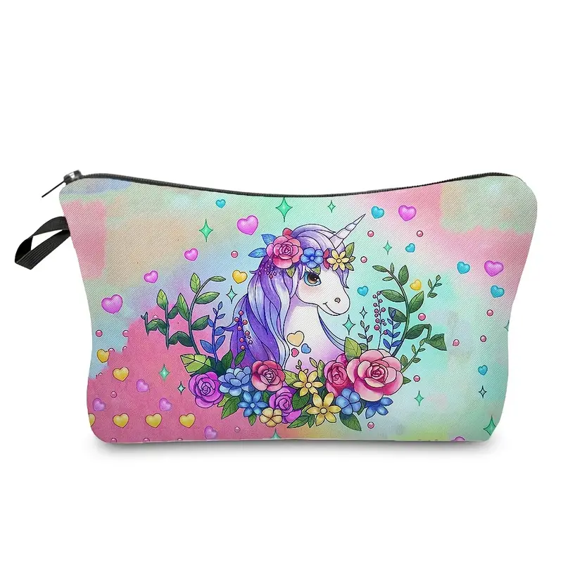 Portable Unicorn Zipper Makeup Bag Toiletry Cosmetic Pouch - New