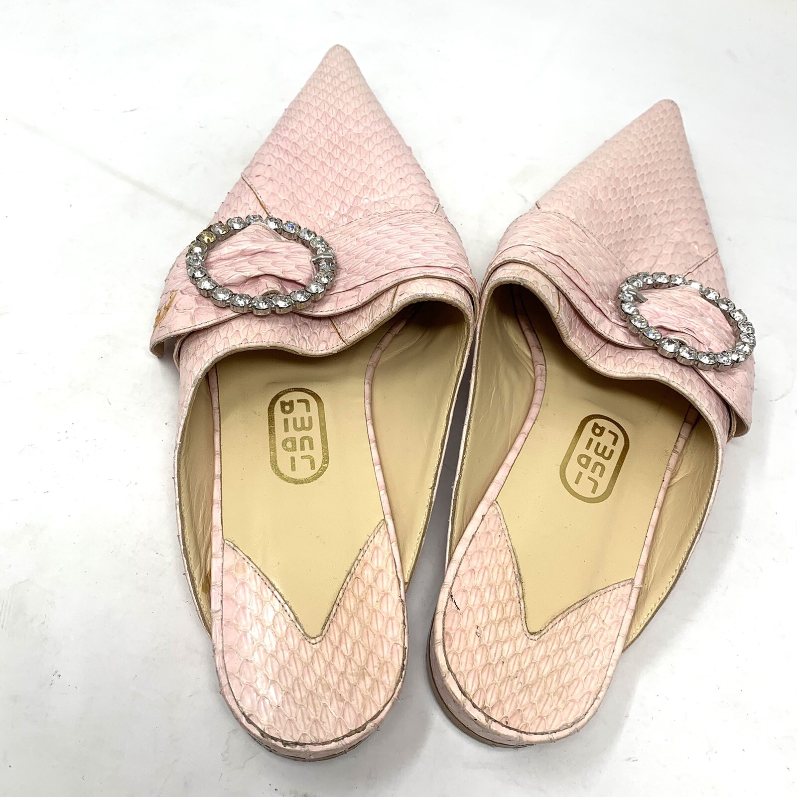 Liudmila python leather pink pointed toe mules lo… - image 2