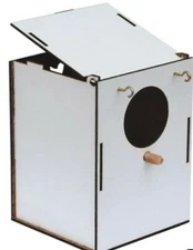 Breeding Bird Nest Pet Nesting Wooden Box Bird Supplies Small 4" x 4" white 