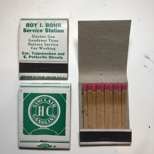 Vintage 1947 Sinclair Gasoline Gas Oil Station Sign Matchbook  Pine Grove Pa