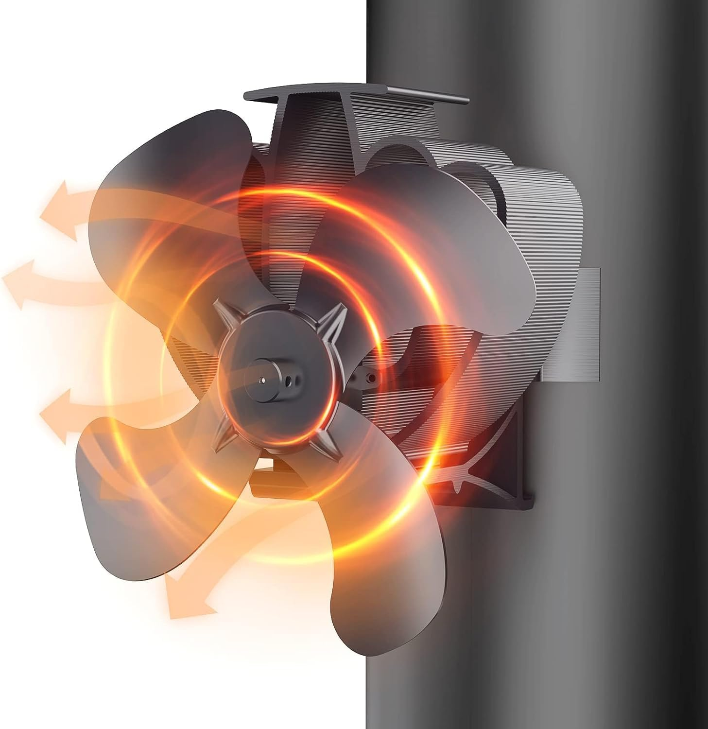 Stove Fan, Log Burner Fan, Magnetic Chimney Fan Silent, 4 Blade Heat Powered Wo
