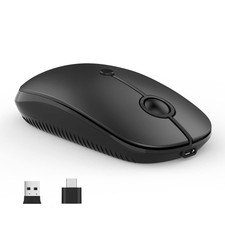 Black Type C Wireless Mouse USB C Rechargeable Portable Quiet Dual Mode Laptop