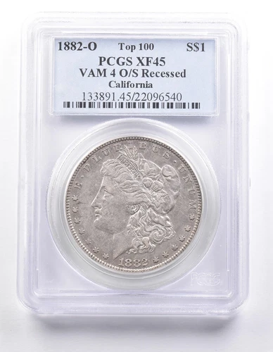 1882-O Morgan Silver $1 VAM 4 O/S Recessed California Top 100 XF45 PCGS *7033