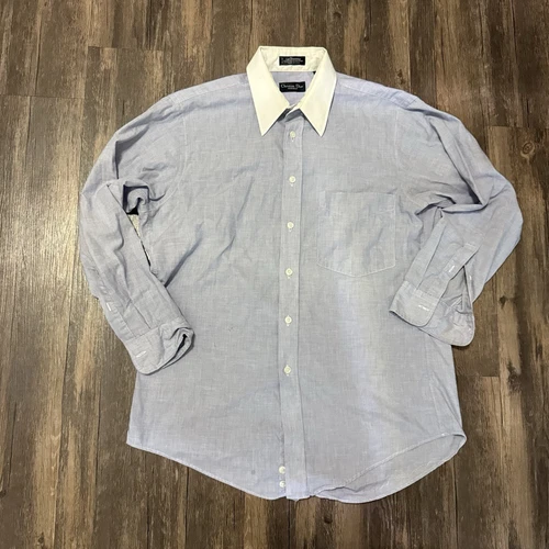 Camicia Christian Dior vintage uomo 15 5 32 blu Monsieur La Chemise abito made USA