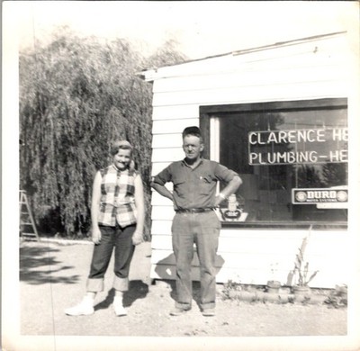 1950s Plumbing Shop Photograph Clarence & Woman Duro Water Systems Decal