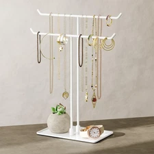 Necklace Stand Aesthetic Holder: White Metal 