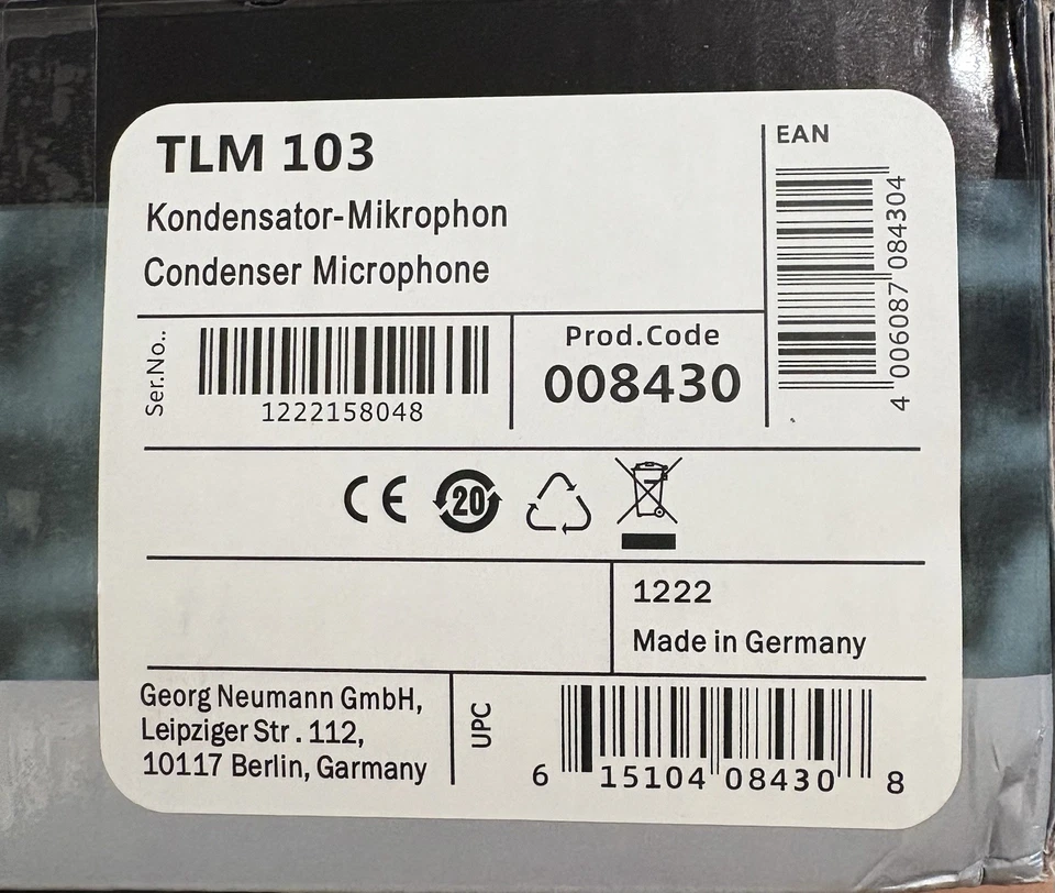 Neumann TLM 103 Large-Diaphragm Condenser Microphone $1195.00 On Amazon - Image 3 of 4