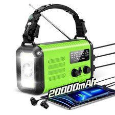 20000mAh / 74000mWh Emergency Crank Radio, NOAA/AM/FM Portable Weather Radio,...