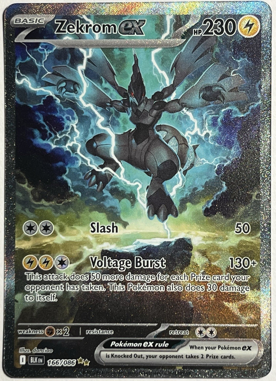 2025 Pokemon SV Black Bolt Zekrom ex 166/086 SIR Holo English Fresh Pull