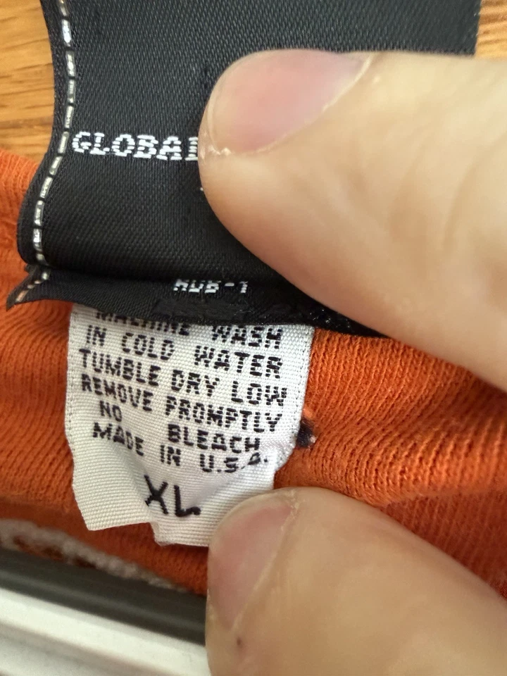 Camisa feminina Harley Davidson XL laranja bordada manga longa Henley - Imagem 3 de 4