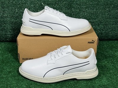 Puma Royale Single Malt Golf Shoes Men's 8 311282-02 White Deep Navy Gold, New