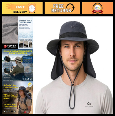 Cooling Sun Hat with Neck Flap, UPF 50+ Wide Brim UV Protection Boonie - Hot Wea